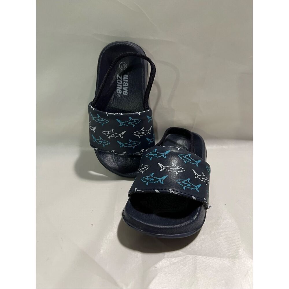 Wave Zone Toddler Boys Flip Flops with Heel Straps Navy in Color Size 6-7